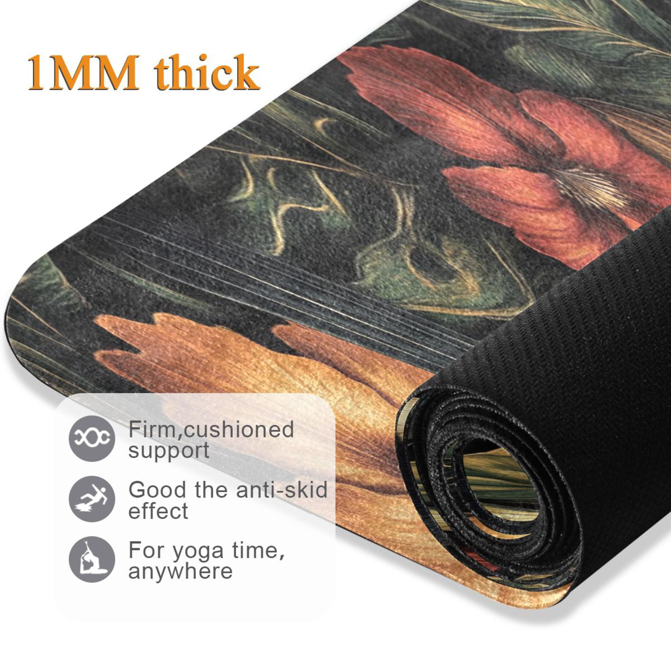 BZSMCE Yoga Mat Women Toucan with Vibrant Tropical Flowers Fitness Mat