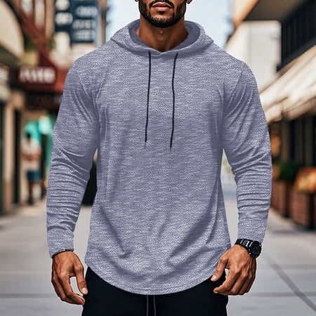 gbyLJF Men s Hoodies Solid Color Long Sleeve Pullover Sweaters Men Apparel Lightweight Moisture Wicking & Breathable Sweatshirts