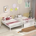 thumbnail image 4 of Full Over Full Bunk Bed with Trundle, Wood Bunk Bed Frame with Ladder and Safety Rails, Space-Saving Convertible Bunk Bed for Home and Dormitory, No Box Spring Needed, White, 4 of 7