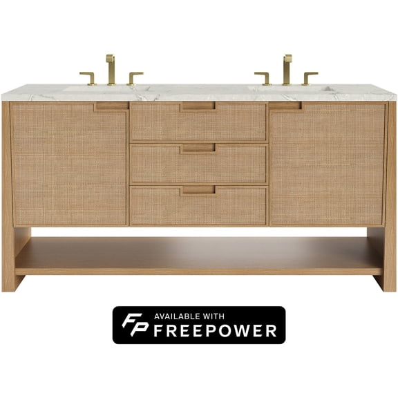 James Martin Vanities D225-V72-Fvsl Solene 72" Free Standing Double Basin Oak Wood Vanity