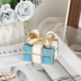 thumbnail image 4 of ABPETE Mini Trinket Box, Bow-knot Gift Box Style Keepsake Box Vintage Metal Enameled Hinged Decorative Box Ring Earrings Jewelry Organizer Gift Box for Women Girls, Blue, 4 of 17