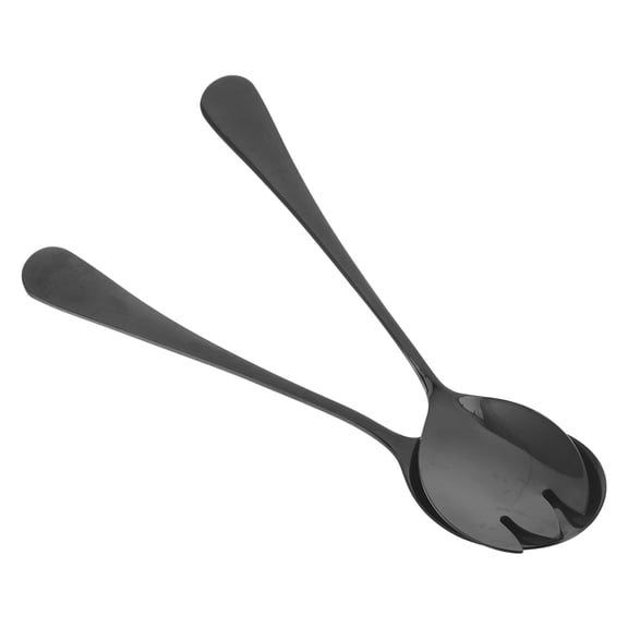 HONMEET Ergonomic Salad Serving Spoon Black Stainless Steel Versatile Comfortable Grip 1Set