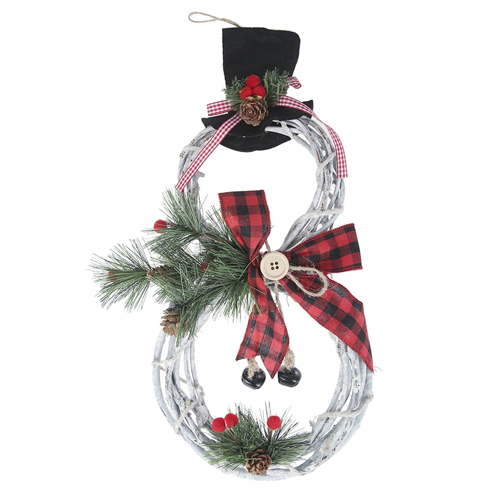 Red Bowknot Christmas Door Wreaths Garlands Xmas Home Ornaments Hanging Decor 