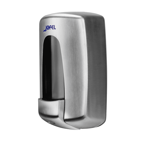 Despachador de Jabón Líquido Jofel Manual Acero Inoxidable Aitana Plata 1 Litro Alta Resistencia
