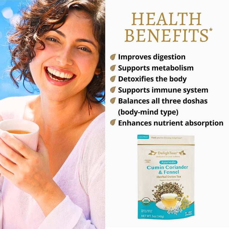 DelighTeas Organic Ayurvedic CCF Tea, Cumin Coriander Fennel Detox