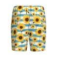 thumbnail image 2 of Lsque White Blue Striped Sunflower Mens Sleep Pajama Shorts,Short Pajama Pants, Cotton Ultra-Soft Knit-X-Large, 2 of 9