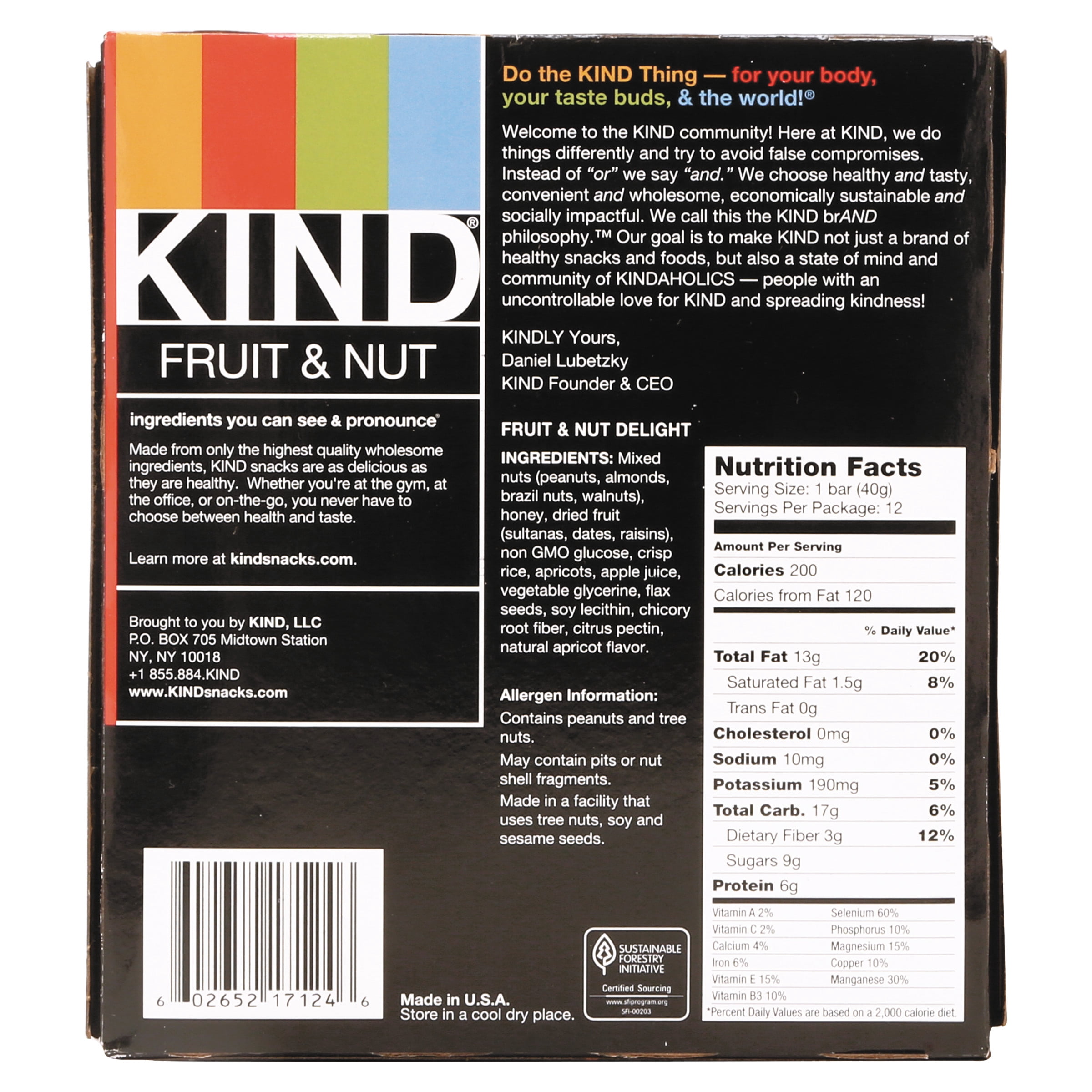 Kind Fruit & Nut Bar, 1.4 oz bars, Fruit & Nut Delight 12 bars