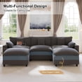 thumbnail image 6 of Ucloveria 116.5" U-Shaped Modular Sectional Couch With Ottoman, Cup Holders & Charging Ports - Chenille Cloud Couch, 5-Seat Deep Seat Sofa For Living Room, Apartment,Gray, 6 of 8