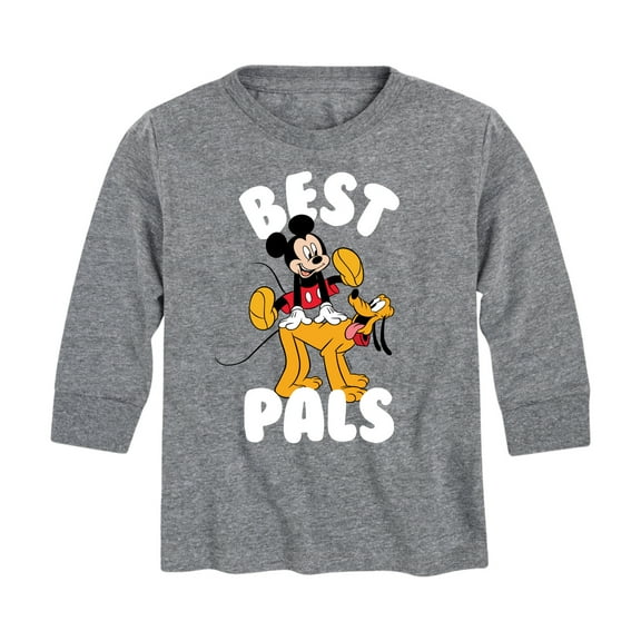 Mickey & Friends - Mickey & Pluto Best Pals Design - Toddler And Youth Long Sleeve Graphic T-Shirt