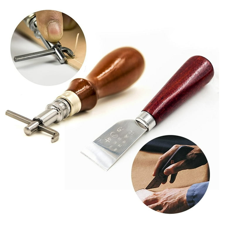 4 in 1 Wooden Handle Leather Craft Sewing Kit Diamond Awl DIY Hole Punch  Tool for Leather Sewing Hand Stitching