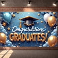 thumbnail image 3 of Gold Theme Graduation Banner Pink White Balloons Grad Party Backdrop Star Decor Graduation Cap Design Graduation Background for Graduation Party College Graduation Photo Shoot, 3 of 9