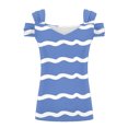 thumbnail image 4 of Camisas de Manga Corta para las Mujeres, Cuello en V Plegable de Impresión Del Hombro Top Casual Hecho de Poliéster Cómodo para el Verano, Tops de Bikini para las Mujeres, 4 of 9