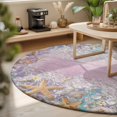 thumbnail image 3 of Large Round Rug 8Ft, Summer Beach Starfish Non-Slip Washable Circle Rugs Carpet, Pink Coastal Ocean Conch Wood Grain Indoor Outdoor Rug Floor Mats Throw Runner for Bedroom Living Room Bathroom, 3 of 8