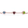 thumbnail image 2 of Gem Stone King 18K Rose Gold Plated Silver Bracelet Persian Blue Moissanite Rhodolite Garnet (1.78 Cttw), 2 of 4