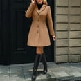 thumbnail image 6 of aohooy Long Trench Coat for Women Plus Size Single Breasted Notched Collar Peacoat A-Line Long Sleeve Overcoat Coffee,XL, 6 of 9