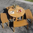 thumbnail image 4 of Costway 36" Outdoor Folding Round Dining Table with Slatted Tabletop for Backyard, 4 of 10