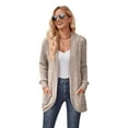 thumbnail image 5 of Women Sweater Jacket Open Stitch Knitted Solid Color Coat Loose Thermal Long Sleeved Commuting Dating Spring Fall Winter Outerwear, 5 of 8
