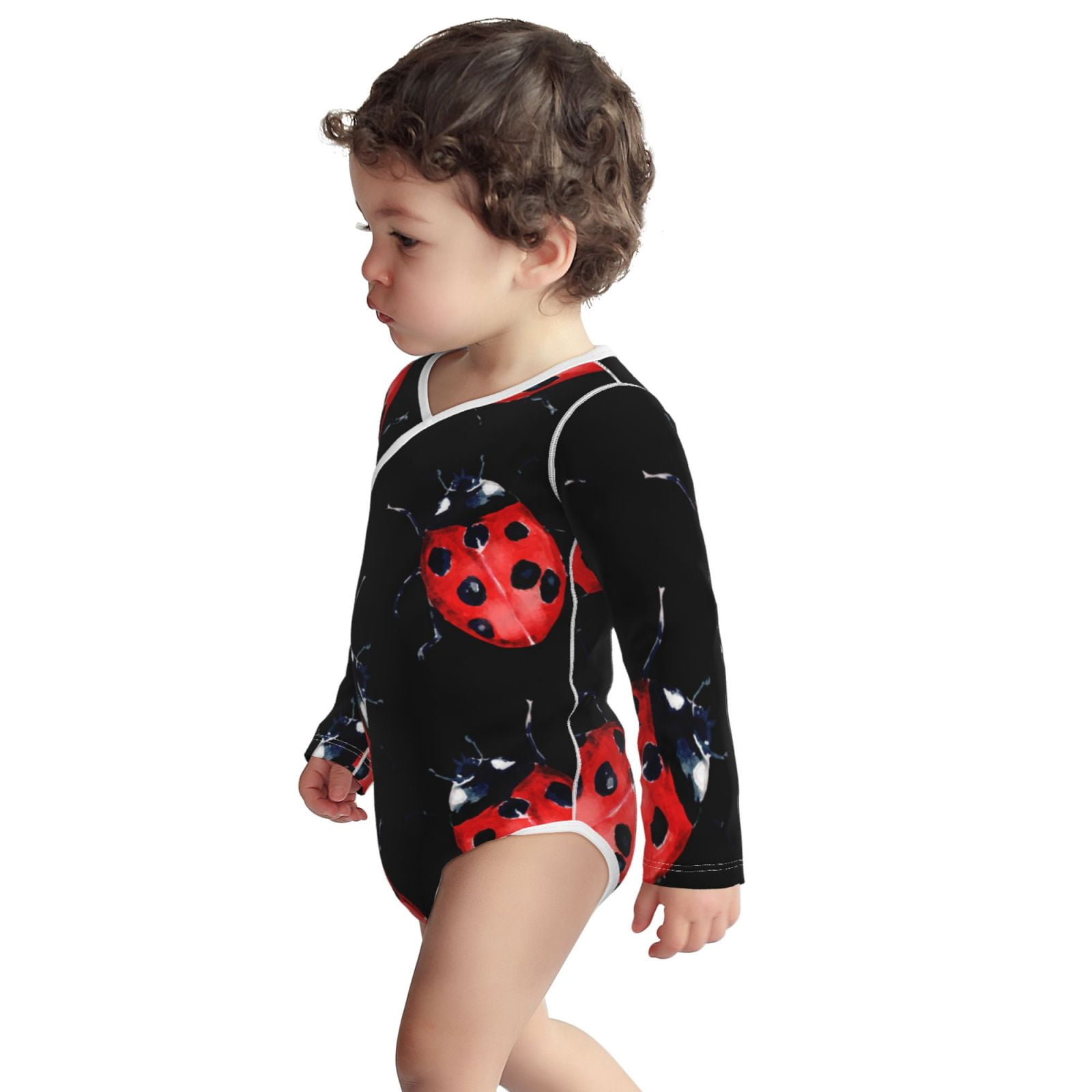 Xecao Beautiful Red Ladybug Print Baby unisex-baby Cotton Long-sleeve Bodysuits-18 Months