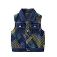 thumbnail image 2 of HAOTAGS Big Boys & Girls Sleeveless Lapel Denim Vest Top（2-14） Casual Buttoned Jacket Blue 13-14 Years, 2 of 9