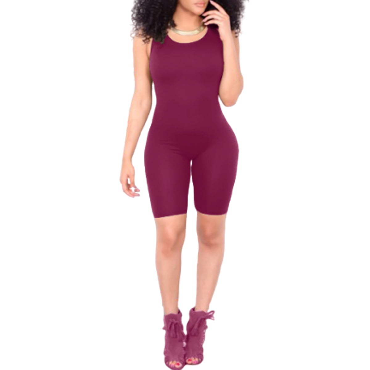 Ma&Baby Women Sleeveless Yoga Bodycon Romper Jumpsuit Playsuit Sport