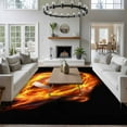 thumbnail image 3 of Flame Football Large Area Rugs 6x9 ft Sports Black Background Abstract Art Washable Rug Non Slip Indoor Carpet Absorbent Floor Mat for Living Room Bedroom Dining Room, 3 of 9