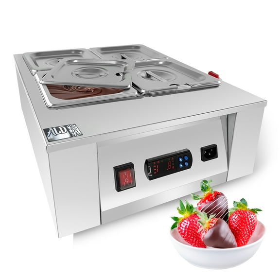 ALDKitchen Chocolate Melter | DIGITAL Electric Chocolate Warmer | Commercial Stainless Steel Fondue Pot | 4 Pots 21 lb | 110V