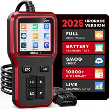 OBD2 Car Scanner Diagnostic Tool V302, Engine Fault Code Reader with Voltage Test, 2.8'' Color Screen, USB Powered, for All OBD II Compliant Vehicles Since 1996, Multilingual Support