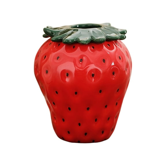 Vintage Strawberry Flower Vase - Ceramic Strawberry Planter Pot, Charming Fruit-Shaped Vase for Home Decor, Girls' Room & Kitchen, for Small Flower Arrangements