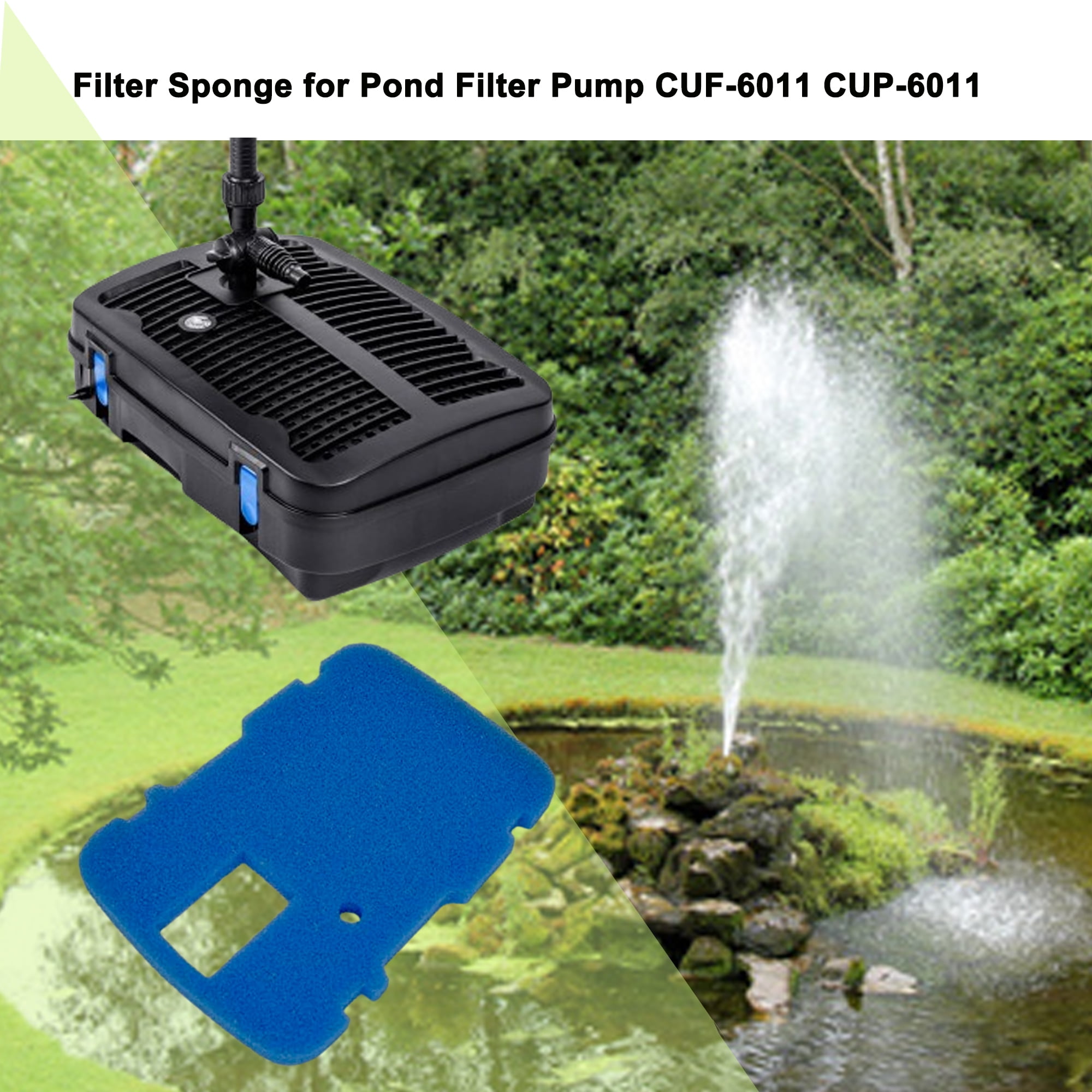 Qzbhct Blue Sponge Filter Replacement for All in One Pond Pump Filter CUF-5011 CUF-6011 CUP-6011 Filter Pad, 3 Pack