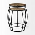 thumbnail image 2 of Mercana Clapp III Set of Two Round Top Brown Wooden Nesting Accent Tables, 2 of 7