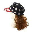 thumbnail image 3 of HandinHandCreations USA Stars and Stripes Brown King Mullet Hat Wig Merica 4th of July Hillbilly American Costume, 3 of 3