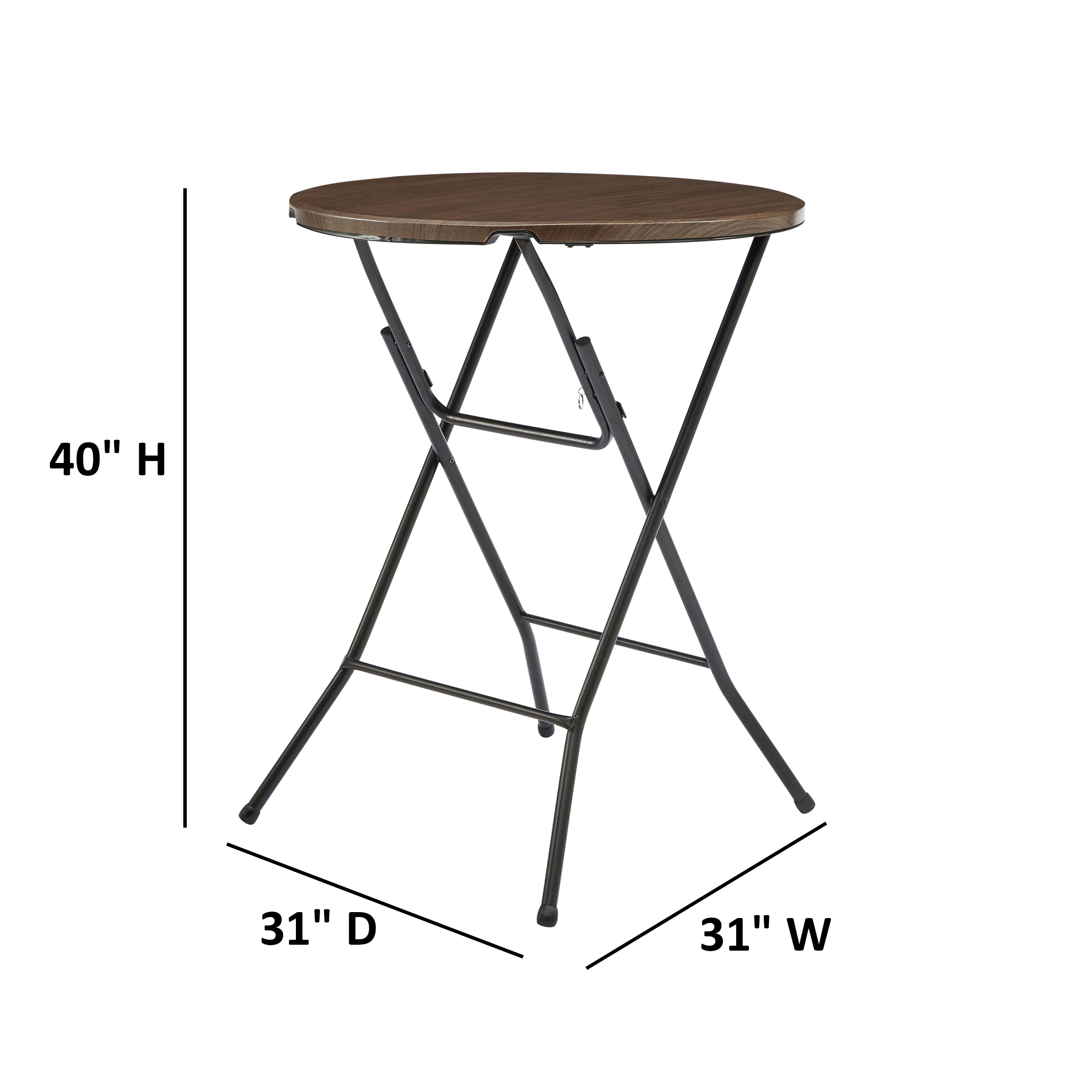 Mainstays 31-Inch Round High-Top Cocktail Folding Table, Walnut photo 6