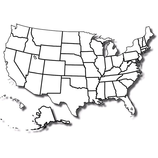 Blank United States Map Usa Us American-20 Inch By 30 Inch Laminated Poster With Bright Colors And Vivid Imagery-Fits Perfectly In Many Attractive Frames - Walmart.com