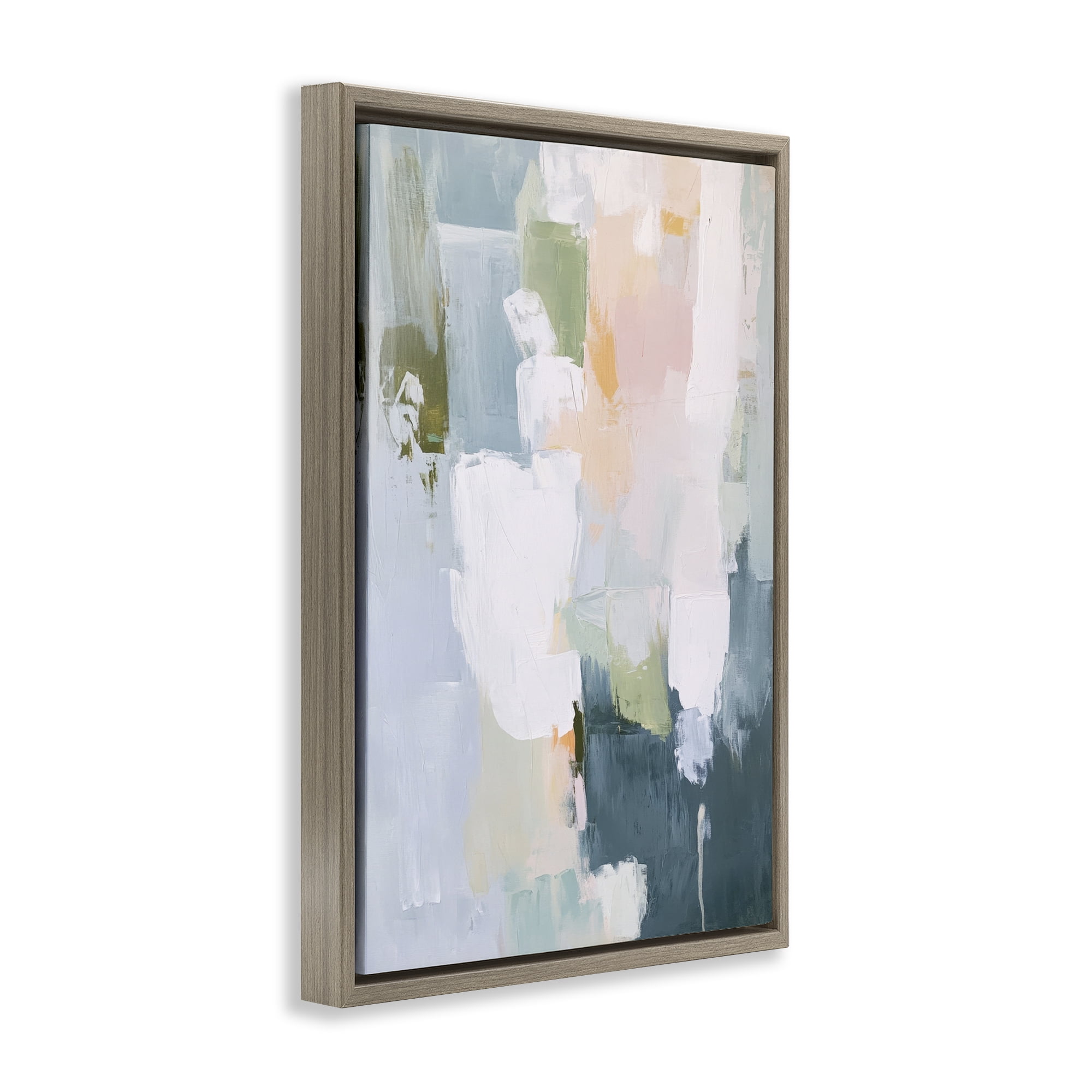 Stupell Industries Abstract Pastel Brushstroke Composition Brown Framed Floater Canvas Wall Art, design by Petal Prints Design