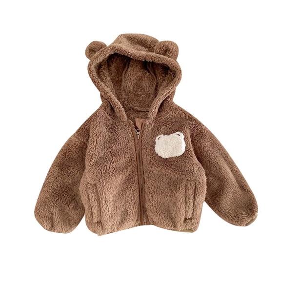 GPOECD Veste Bébé Garçon Fille Vêtements d'Hiver Mignons Manteau pour Filles Vêtements pour Enfants Café, 2-3 Ans