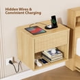 thumbnail image 2 of Zimtown Fluted Floating Nightstand Set of 1, End Table Wooden Bedside Table Large Capacity Easy to Assemble, Oak, 2 of 10