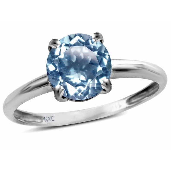 Star K � Genuine Sky Blue Topaz Round 7mm Classic Solitaire Engagement Promise Ring