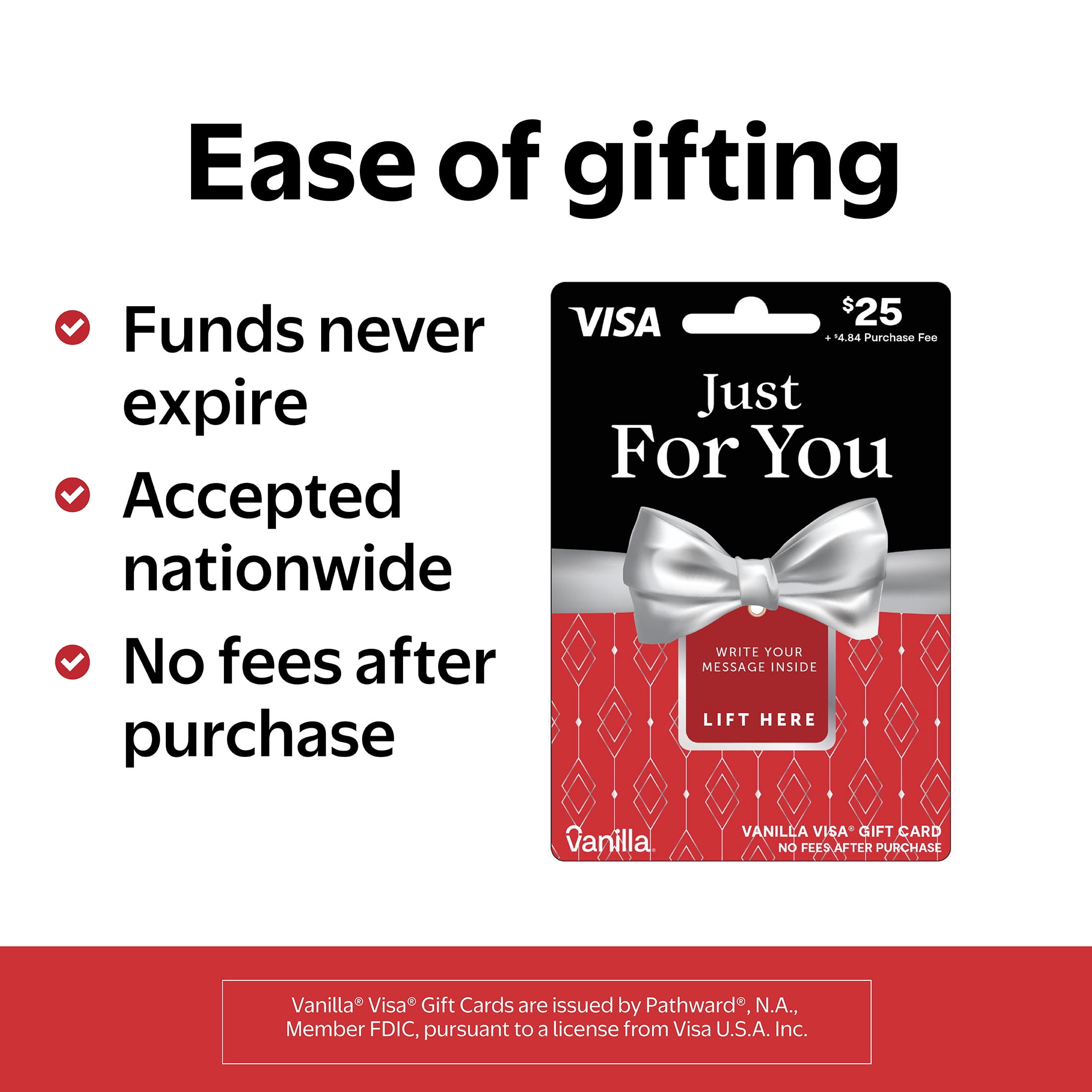 Vanilla® Visa® $25 Red Bowtie Gift Card (Plus $4.84 Purchase Fee)