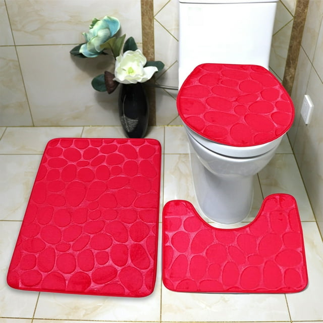 LSLJS Bathroom Rugs Sets 3 Piece Bathroom Carpet, Super Soft Non Slip Bathtub Carpet and Absorbent Bath Mat, Bathroom Carpet, Plush Bath Mat for Bathroom