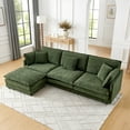 thumbnail image 2 of KYLE & KAY L-Shaped Deep Seat Couch for Living Room,Convertible Sectional Sofa Couch, Oversized 4 Seat Cloud with Storage Ottoman,Mid-Century Modern Sofa,Green, 2 of 8