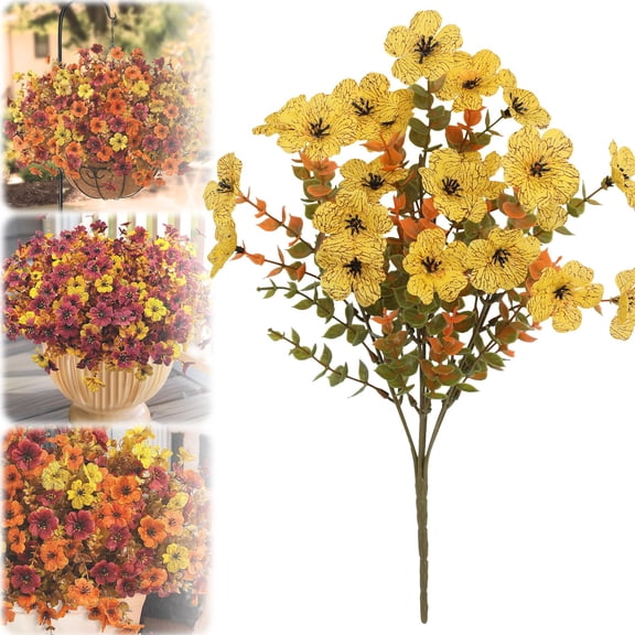 Safeglitz Artificial Cemetery Flower Bundle, Plastic Memorial Bouquet for Graveside, Home Remembrance, Hanging Window Box, Table Centerpiece, Weather-Resistant, 3 Stems