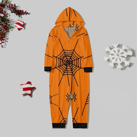 

Baby Fall Clothes Boy Clothes Orange Fall Halloween Hoodies Zippers Parent-Child Outfits Halloween Prints Costume 9T
