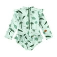 thumbnail image 2 of MIASHUI Girls One Piece Swimsuit Long Sleeve Rash Guard Bathing Suits with Hat,Green,6-12 Months, 2 of 9