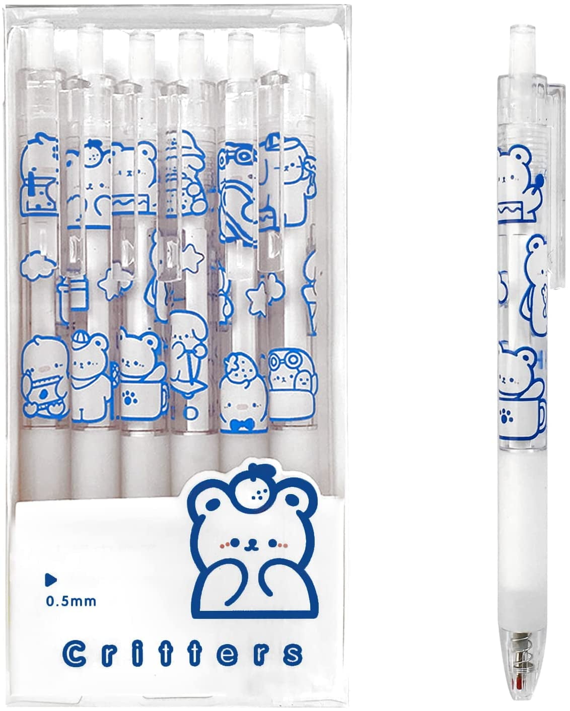 6pcs Cute Kawaii  Animal Cute Pen Gel Ink Roller Ball Point Pen School Kids Pen 
