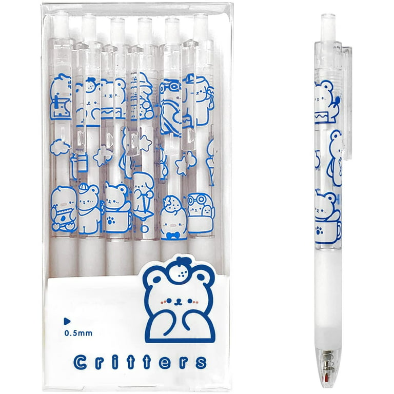 Cute Pens Black Ink Retractable 0.5mm Gel Pens Bullet Point Pretty Nice  Kawaii Office School Supplies Gifts for Kids Girls Boys Women Fun Pens for  Journaling Pack of 6pcs（Little White Bear） 