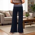 thumbnail image 4 of TGPMGRZ Foldover Yoga Pants Women Y2K High Waist Wide Leg Workout Lounge Flare Leggings Comfort Flowy Palazzo Bell Bottoms Dark Blue, Size S, 4 of 5