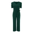 thumbnail image 4 of Hwmodou Female Jumpsuits Solid Color Spring Summer V Neck Long Sleeve Elegant Trouser Suit Playsuit Jumpsuits For Women, 4 of 7