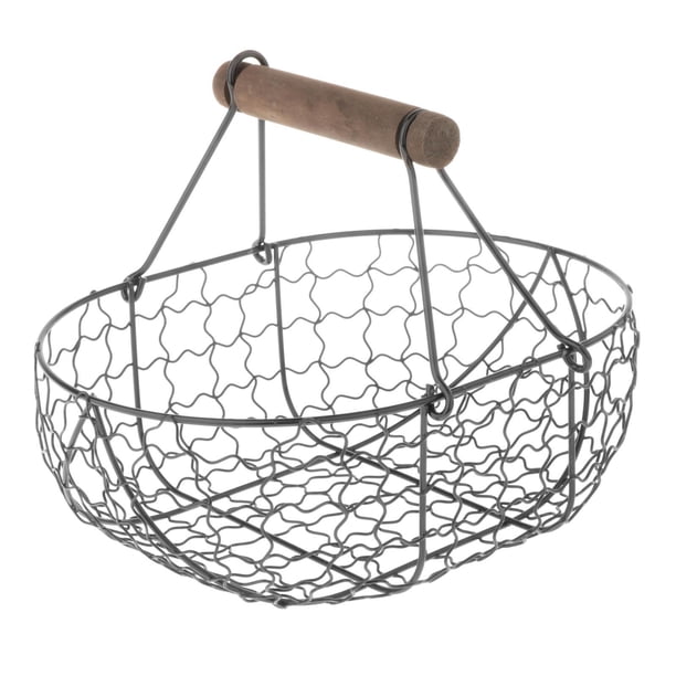 Cesta de frutas, pan, verduras, soporte, decoración, regalo de inauguración de la casa, adorno rústico Negro L