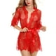 thumbnail image 1 of Pijama De Encaje Cárdigan De Perspectiva Suelta De Moda Ropa De Dormir De Verano Lencería para Mujer Rojo L, 1 of 8