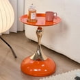 thumbnail image 5 of Sleek Hourglass Side Table - Modern Accent Furniture for Living Room, Bedroom, and Office with  Metal Frame in Hermes Orange, 5 of 6